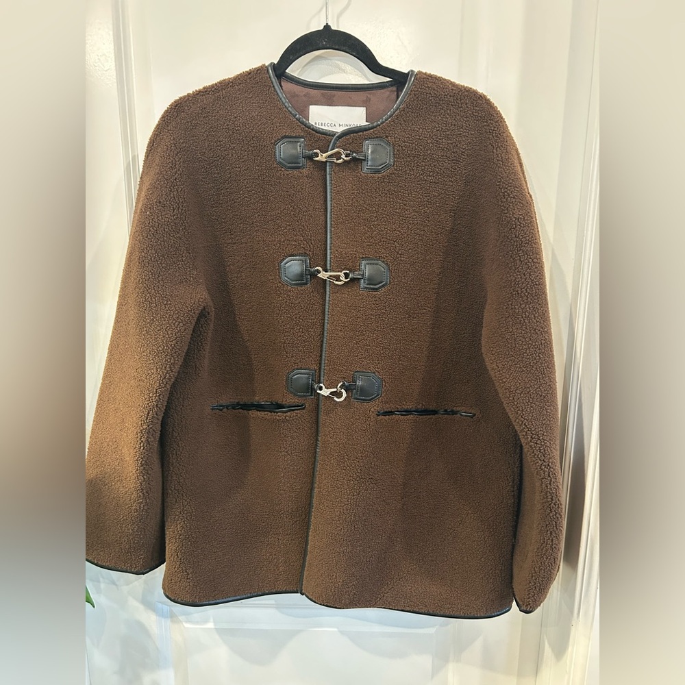 Rebecca Minkoff Chocolate Shearling Toggle Jacket‎ Women’s Size Small - Picture 3 of 12